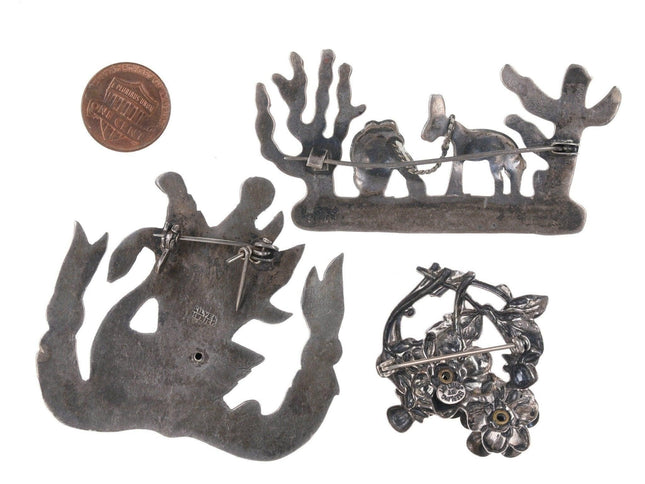 3 1940's sterling silver brooches pin - Estate Fresh Austin