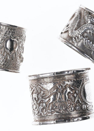 3 Antique Chinese Silver repousse napkin rings - Estate Fresh Austin