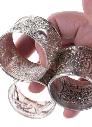 3 Antique Chinese Silver repousse napkin rings - Estate Fresh Austin