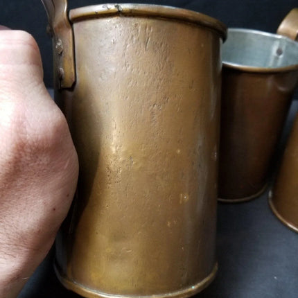 3 Antique Heavy Copper Kitchen Measures Strap Handles Rivets - Estate Fresh Austin