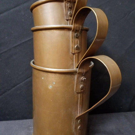 3 Antique Heavy Copper Kitchen Measures Strap Handles Rivets - Estate Fresh Austin