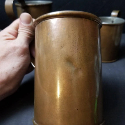 3 Antique Heavy Copper Kitchen Measures Strap Handles Rivets - Estate Fresh Austin