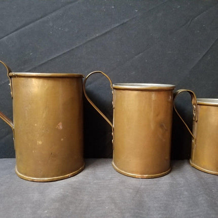 3 Antique Heavy Copper Kitchen Measures Strap Handles Rivets - Estate Fresh Austin