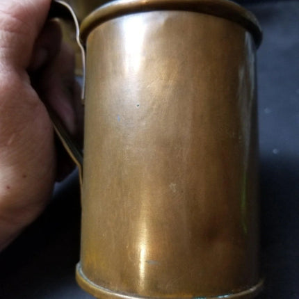 3 Antique Heavy Copper Kitchen Measures Strap Handles Rivets - Estate Fresh Austin