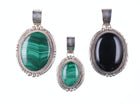 3 Dave Pino Navajo Sterling Malachite/Onyx pendants - Estate Fresh Austin