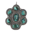 3 Hogans Vintage Native American sterling and turquoise cluster pendant - Estate Fresh Austin