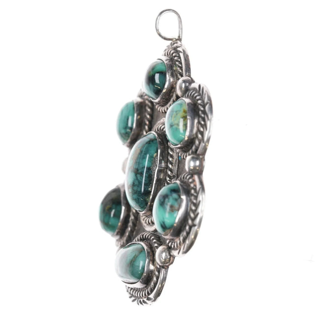 3 Hogans Vintage Native American sterling and turquoise cluster pendant - Estate Fresh Austin