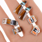 3 pr Marie Tsosie Navajo and other sterling Multi-stone channel inlay earrings - Estate Fresh Austin