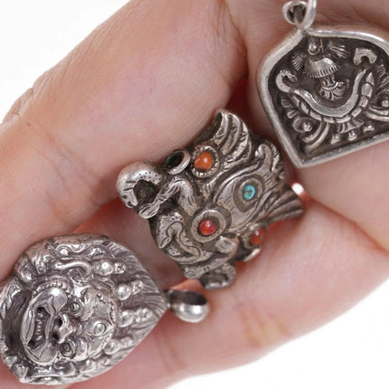 3 Vintage Asian sterling pendants t - Estate Fresh Austin