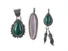 3 Vintage Native American Sterling Malachite/mother of pearl pendants - Estate Fresh Austin