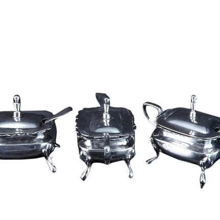 3 Vintage Sanborns Sterling Salt Dips with hinged lids/spoons - Estate Fresh Austin