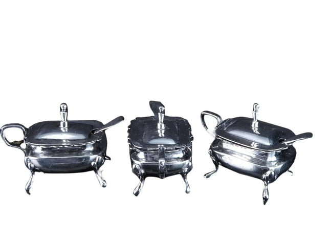 3 Vintage Sanborns Sterling Salt Dips with hinged lids/spoons - Estate Fresh Austin