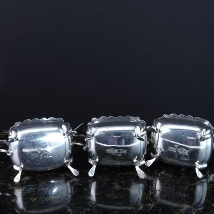 3 Vintage Sanborns Sterling Salt Dips with hinged lids/spoons - Estate Fresh Austin