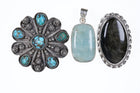 3 Vintage Sterling and stone pendants - Estate Fresh Austin