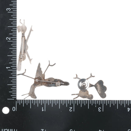 3 Vintage Zuni silver inlay Roadrunner pins - Estate Fresh Austin