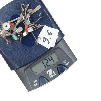 3 Vintage Zuni silver inlay Roadrunner pins - Estate Fresh Austin