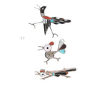 3 Vintage Zuni silver inlay Roadrunner pins - Estate Fresh Austin