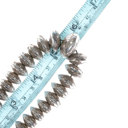 30" SL Vintage Navajo Pearl sterling necklace with turquoise clasp - Estate Fresh Austin