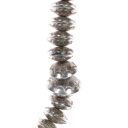 30" SL Vintage Navajo Pearl sterling necklace with turquoise clasp - Estate Fresh Austin