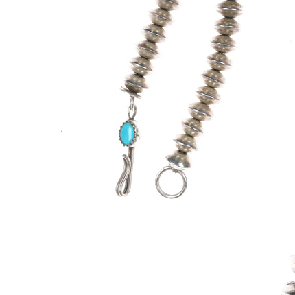 30" SL Vintage Navajo Pearl sterling necklace with turquoise clasp - Estate Fresh Austin