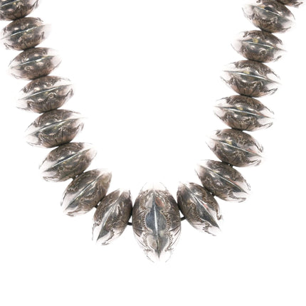 30" SL Vintage Navajo Pearl sterling necklace with turquoise clasp - Estate Fresh Austin