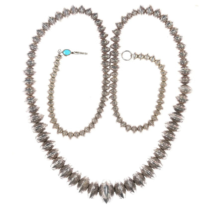 30" SL Vintage Navajo Pearl sterling necklace with turquoise clasp - Estate Fresh Austin