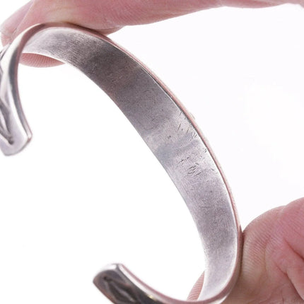 6.625" 30's-40's Heavy stamped Navajo silver - turquoise row bracelet - Estate Fresh Austin