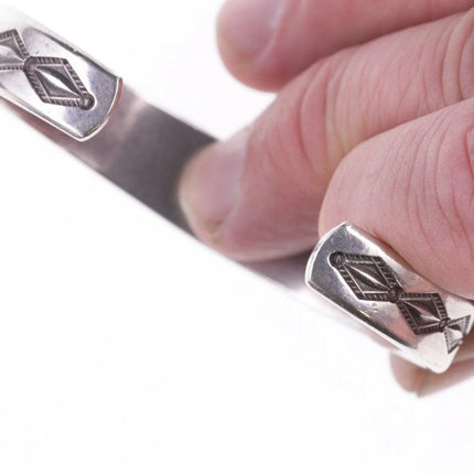 6.625" 30's-40's Heavy stamped Navajo silver - turquoise row bracelet - Estate Fresh Austin