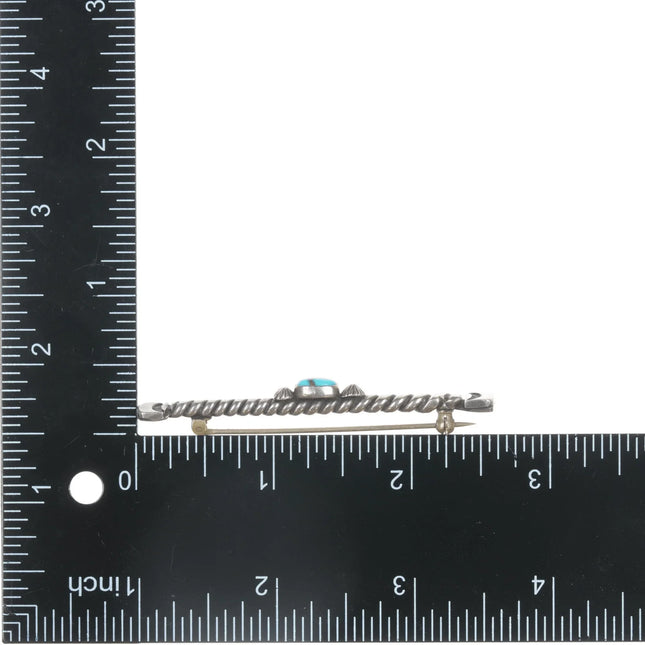 30's-40's Native American silver pin with center turquoise - Estate Fresh Austin