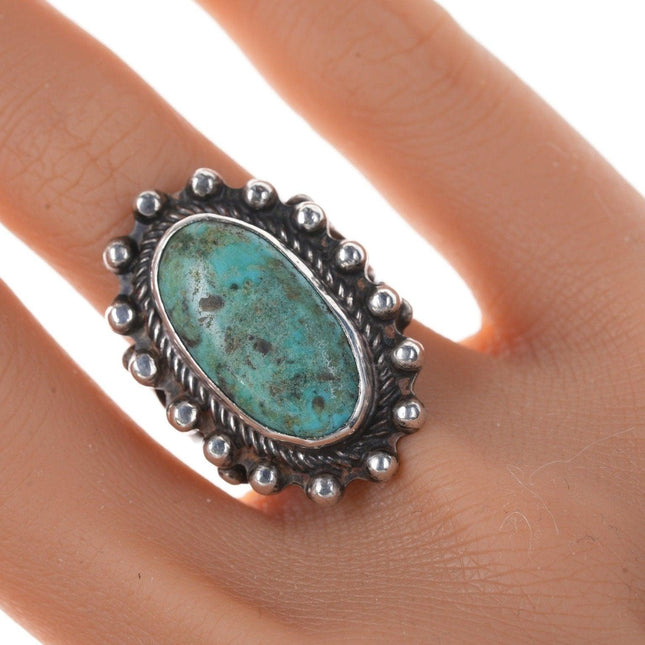 30's - 40's Native American Stamped silver turquoise ring - Estate Fresh Austin