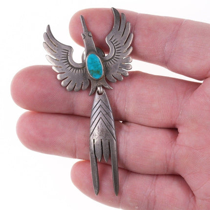 30's - 40's Navajo Silver and turquoise bird lapel pin/tie tac - Estate Fresh Austin