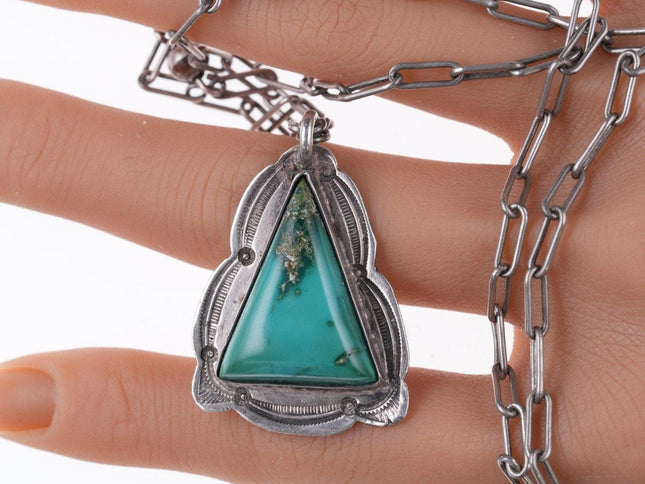 30's-40's Navajo silver and turquoise pendant/necklace - Estate Fresh Austin