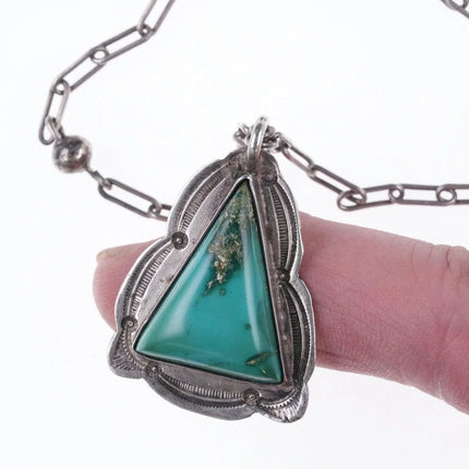 30's-40's Navajo silver and turquoise pendant/necklace - Estate Fresh Austin
