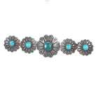 30's-40's Navajo silver hand chiseled flowers pin with turquoise - Estate Fresh Austin