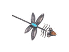 30's-40's Navajo silver turquoise dragonfly pin - Estate Fresh Austin