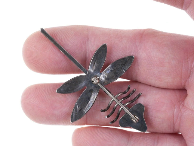 30's-40's Navajo silver turquoise dragonfly pin - Estate Fresh Austin