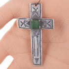 30's-40's Navajo stamped silver and turquoise cross pendant - Estate Fresh Austin