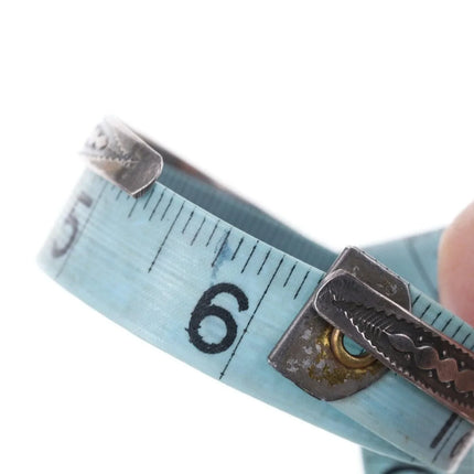 6.12" 30's-40's Navajo Sterling/turquoise slim stacker cuff bracelet - Estate Fresh Austin