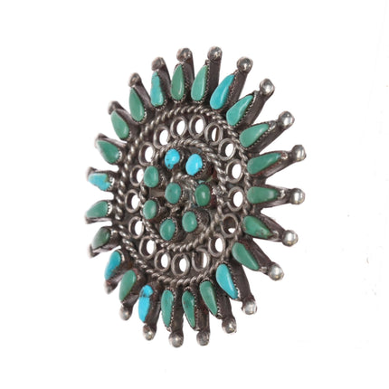 30's - 40's Zuni turquoise cluster pendant/pin sterling - Estate Fresh Austin