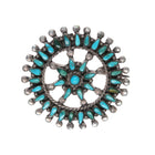 30's-40's Zuni turquoise cluster pin sterling - Estate Fresh Austin