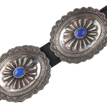 32"-37" Alfred Martinez Navajo Sterling/Lapis Concho belt - Estate Fresh Austin