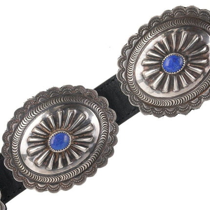 32"-37" Alfred Martinez Navajo Sterling/Lapis Concho belt - Estate Fresh Austin