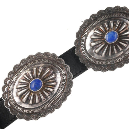 32"-37" Alfred Martinez Navajo Sterling/Lapis Concho belt - Estate Fresh Austin