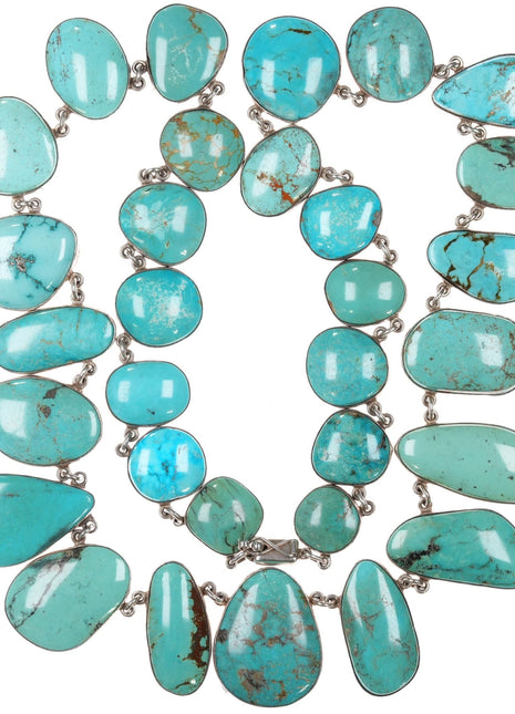 32" Large Federico Jimenez sterling turquoise slabs necklace - Estate Fresh Austin