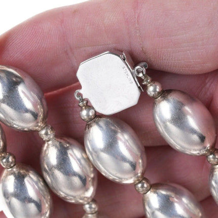 33" Long Vintage Sterling silver beaded necklace - Estate Fresh Austin