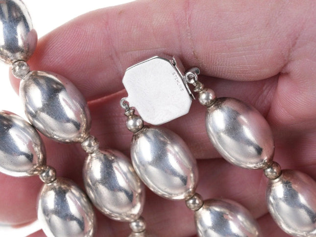 33" Long Vintage Sterling silver beaded necklace - Estate Fresh Austin