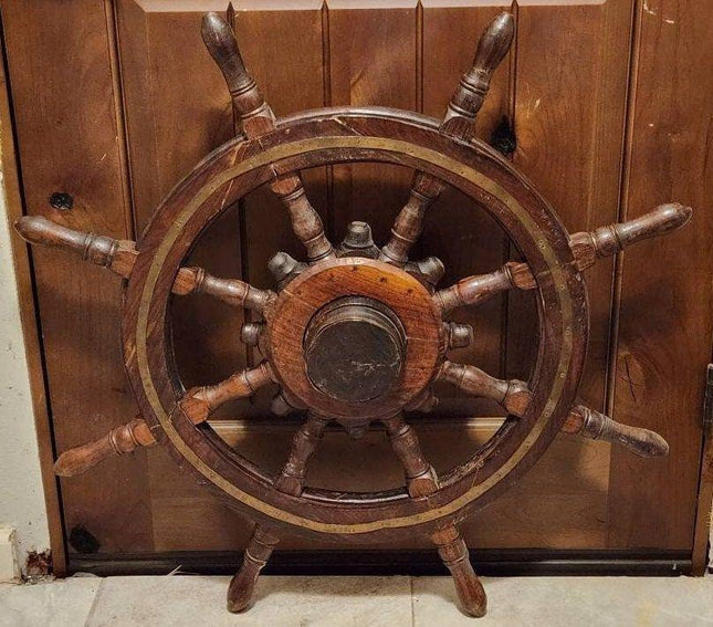 34" Antique ships wheel - Estate Fresh Austin