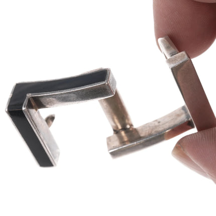 3/4" Antonio Pineda (1919-2009) Taxco Sterling onyx inlaid belt buckle - Estate Fresh Austin