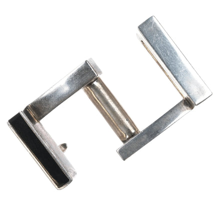 3/4" Antonio Pineda (1919-2009) Taxco Sterling onyx inlaid belt buckle - Estate Fresh Austin