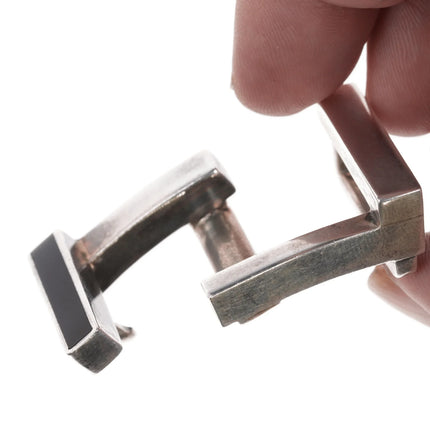 3/4" Antonio Pineda (1919-2009) Taxco Sterling onyx inlaid belt buckle - Estate Fresh Austin